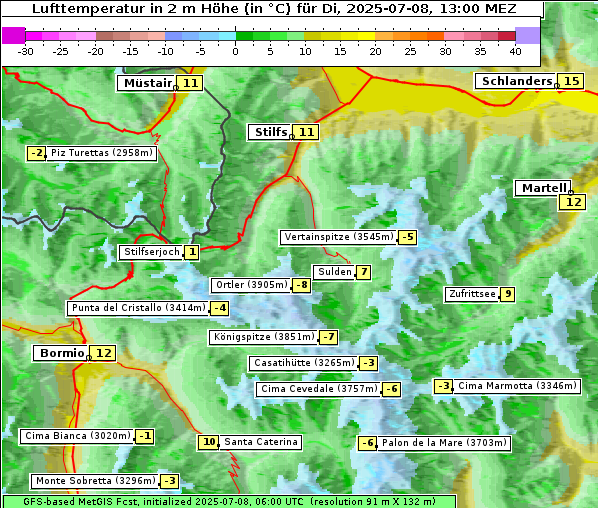 Temperatur, 8. 7. 2025