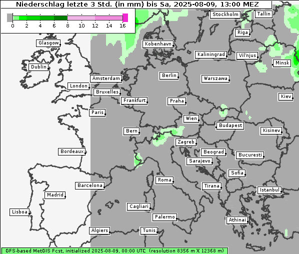 Niederschlag, 9. 8. 2025