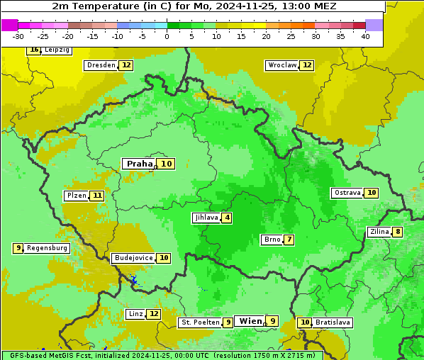 Temperatur, 25. 11. 2024