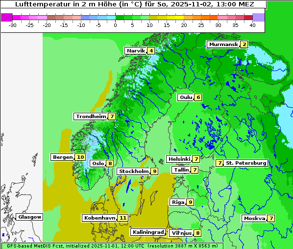 Temperatur, 2. 11. 2025