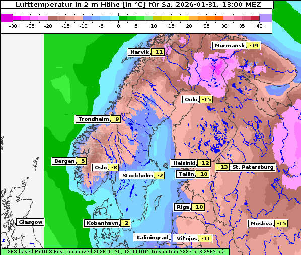 Temperatur, 31. 1. 2026