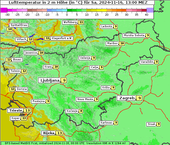 Temperatur, 16. 11. 2024