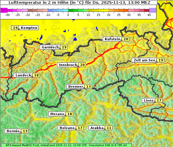 Temperatur, 13. 11. 2025