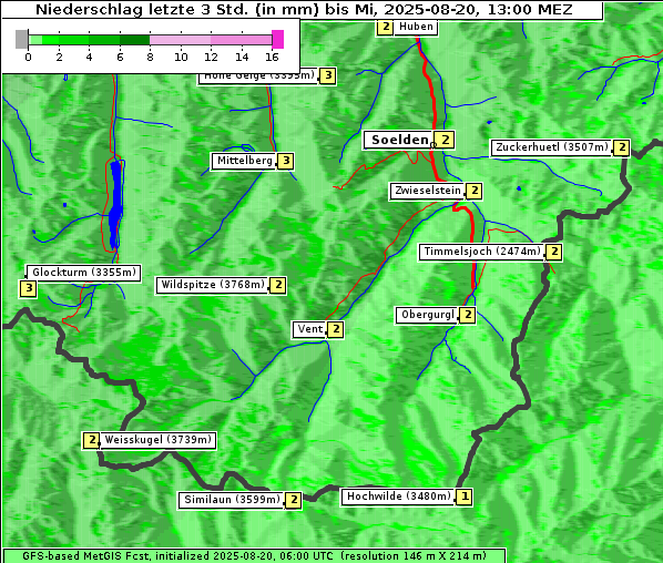 Niederschlag, 20. 8. 2025