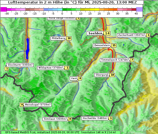 Temperatur, 20. 8. 2025