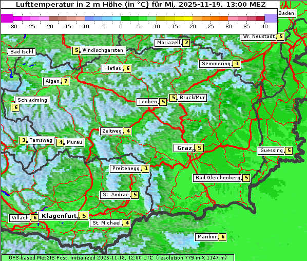 Temperatur, 19. 11. 2025