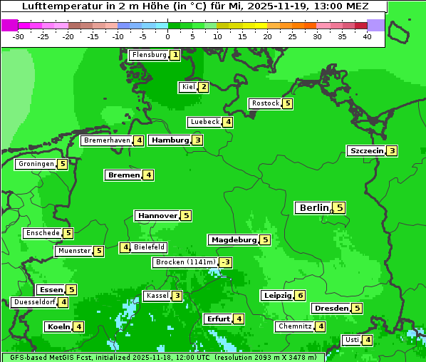 Temperatur, 19. 11. 2025