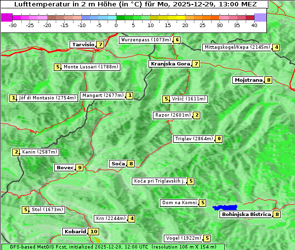 Temperatur, 29. 12. 2025