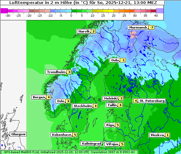 Temperatur, 21. 12. 2025
