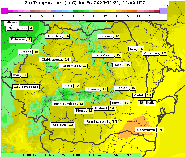 Temperatur, 21. 11. 2025