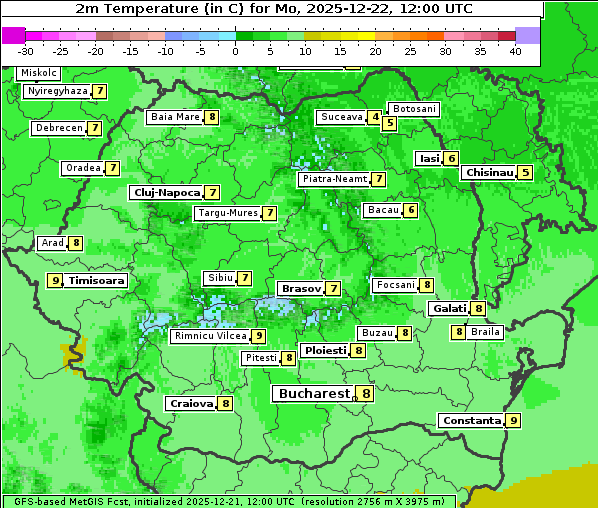 Temperatur, 22. 12. 2025