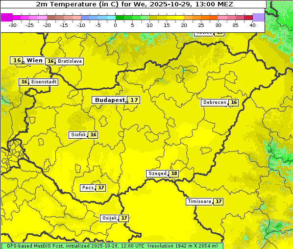 Temperatur, 29. 10. 2025