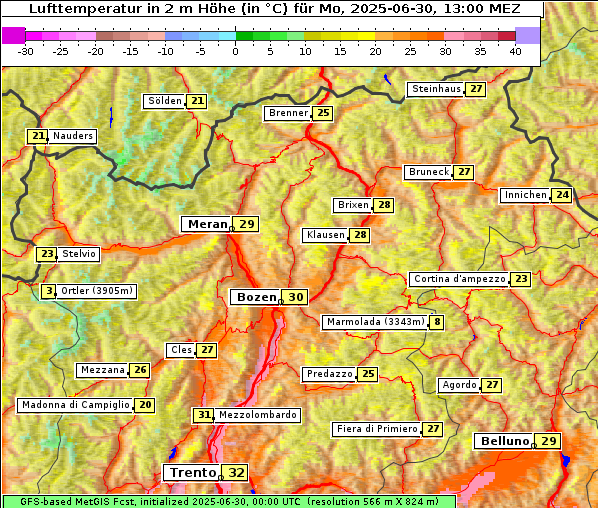 Temperatur, 30. 6. 2025