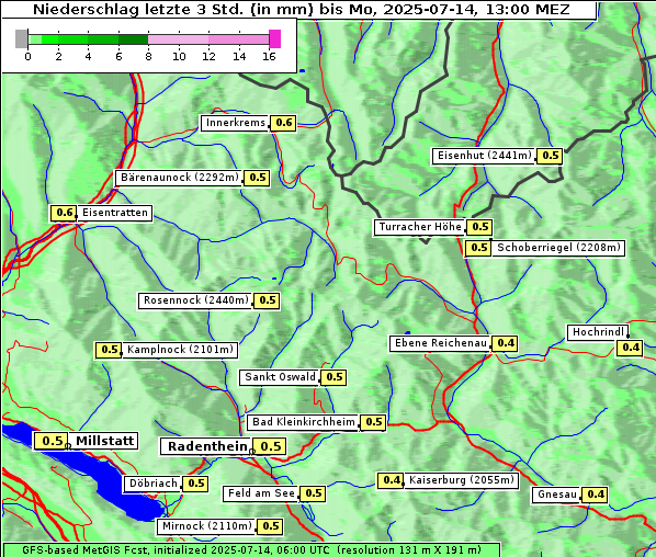 Niederschlag, 14. 7. 2025