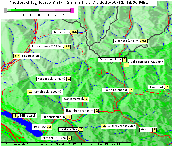 Niederschlag, 16. 9. 2025