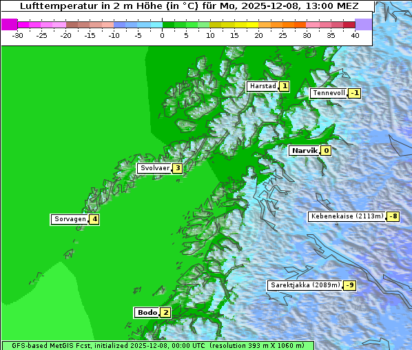Temperatur, 8. 12. 2025
