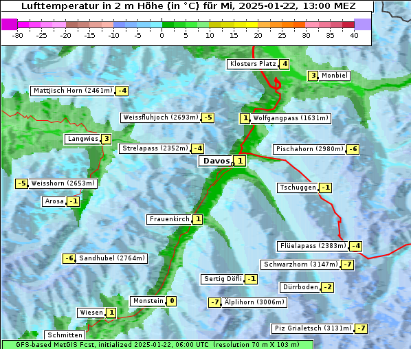 Temperatur, 22. 1. 2025