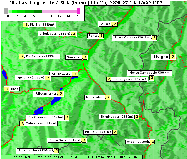 Niederschlag, 14. 7. 2025