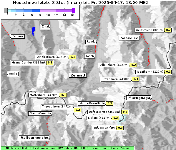 Neuschnee, 17. 4. 2026