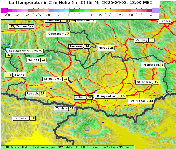 Temperatur, 8. 4. 2026