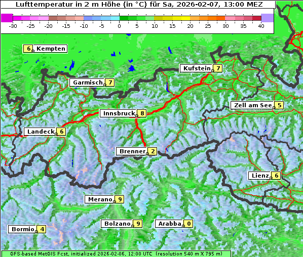 Temperatur, 7. 2. 2026