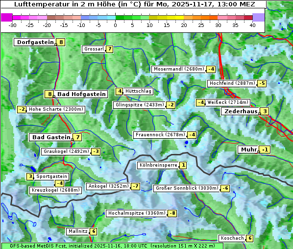 Temperatur, 17. 11. 2025