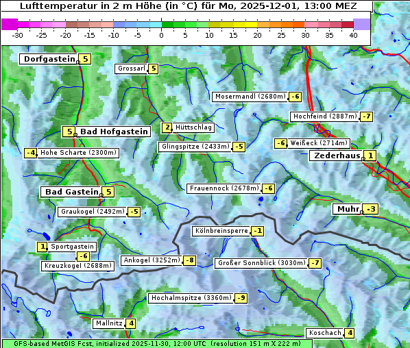 Temperatur, 1. 12. 2025
