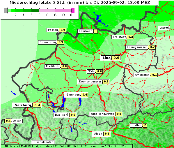 Niederschlag, 2. 9. 2025