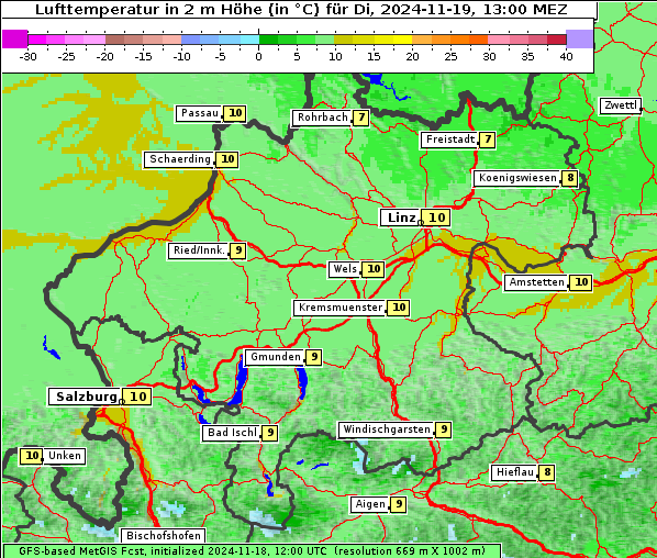 Temperatur, 19. 11. 2024