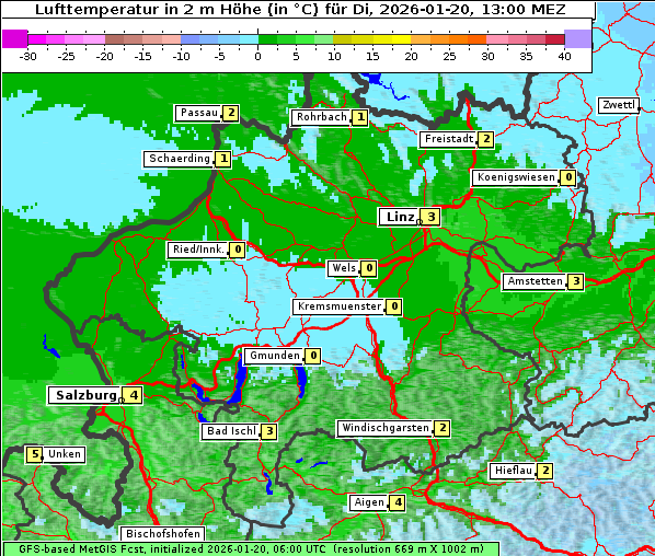 Temperatur, 20. 1. 2026
