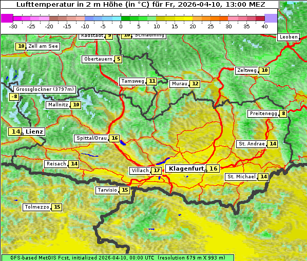 Temperatur, 10. 4. 2026