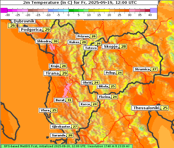 Temperatur, 19. 9. 2025