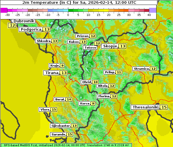 Temperatur, 14. 2. 2026