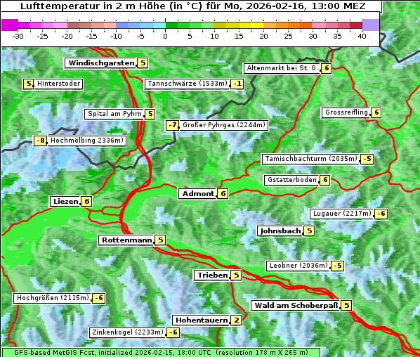 Temperatur, 16. 2. 2026