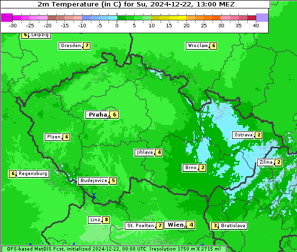 Temperatur, 22. 12. 2024