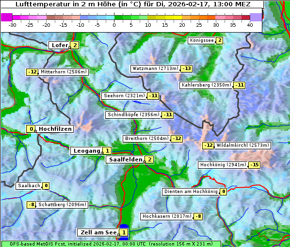 Temperatur, 17. 2. 2026