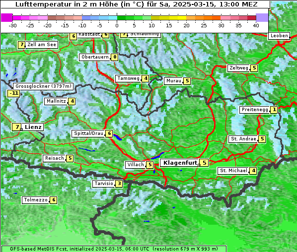 Temperatur, 15. 3. 2025