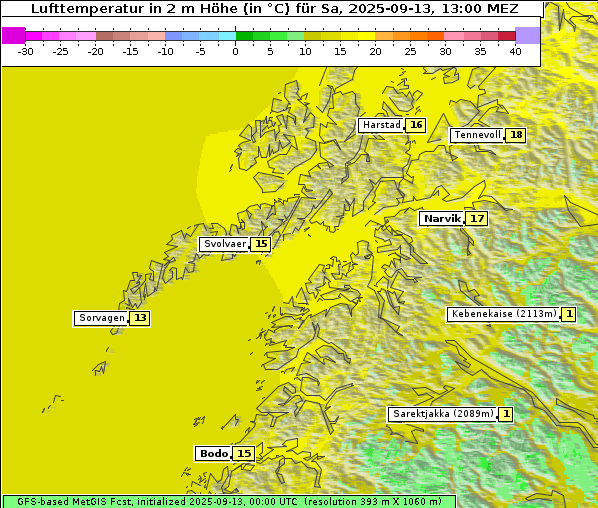 Temperatur, 13. 9. 2025
