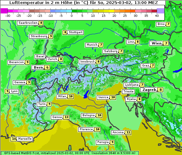 Temperatur, 2. 3. 2025