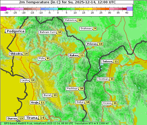 Temperatur, 14. 12. 2025
