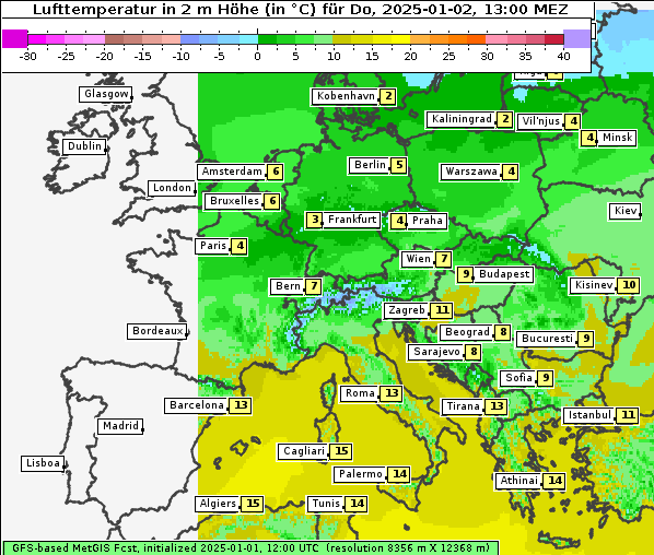 Temperatur, 2. 1. 2025