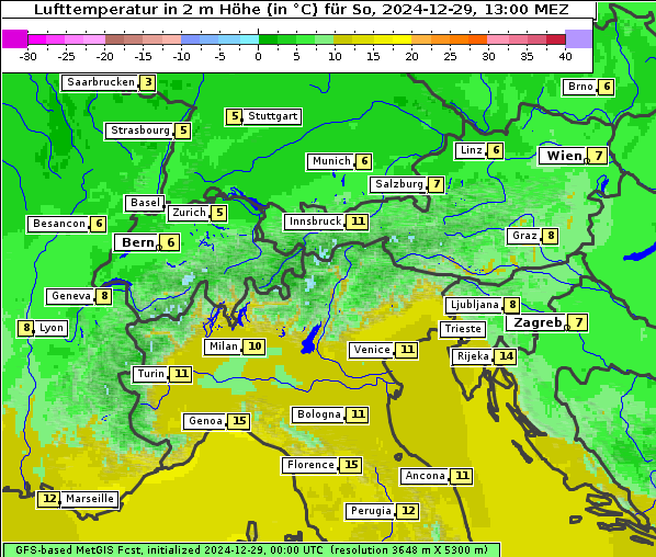 Temperatur, 29. 12. 2024