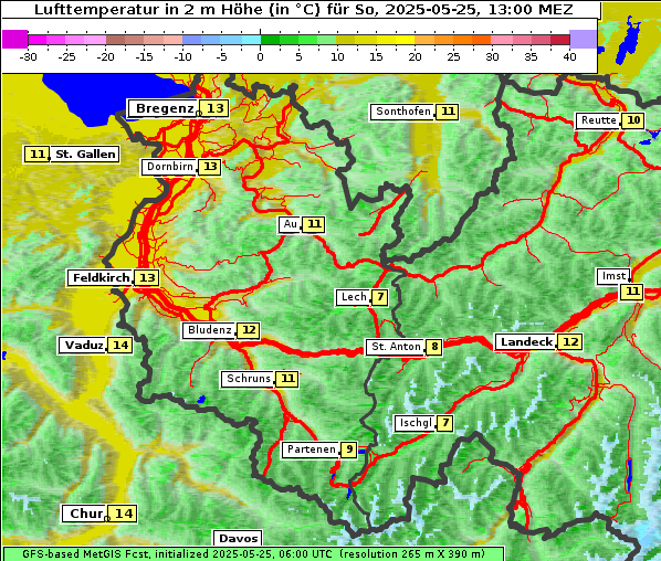 Temperatur, 25. 5. 2025