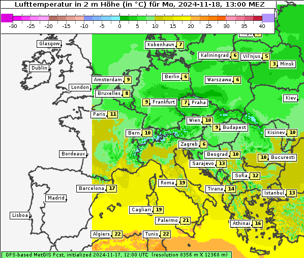 Temperatur, 18. 11. 2024