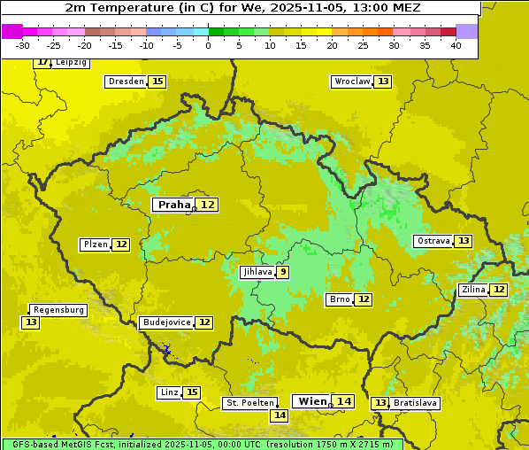 Temperatur, 5. 11. 2025