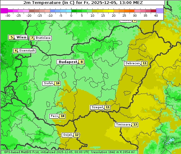 Temperatur, 5. 12. 2025