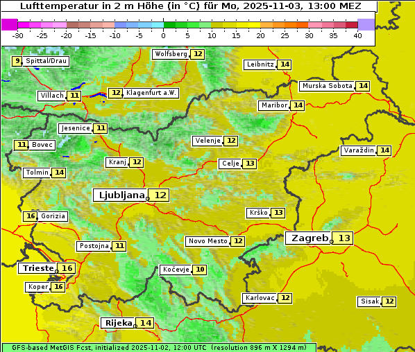 Temperatur, 3. 11. 2025