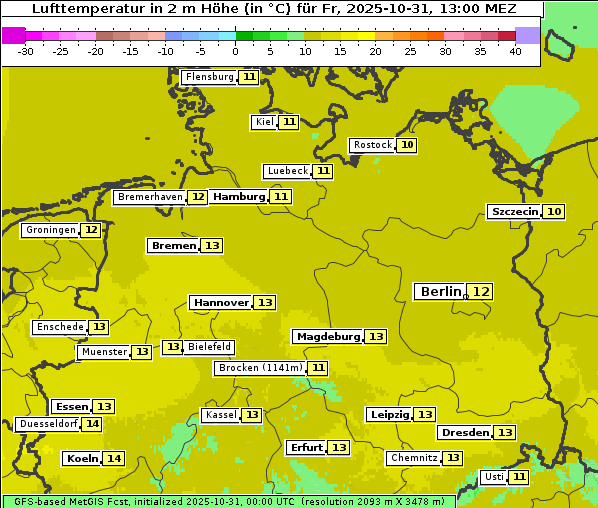 Temperatur, 31. 10. 2025