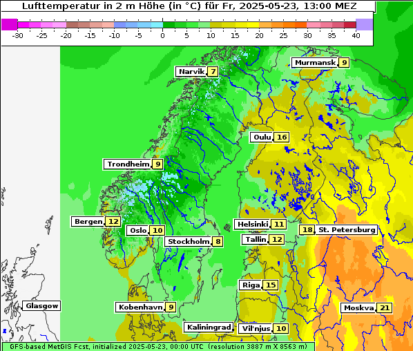 Temperatur, 23. 5. 2025