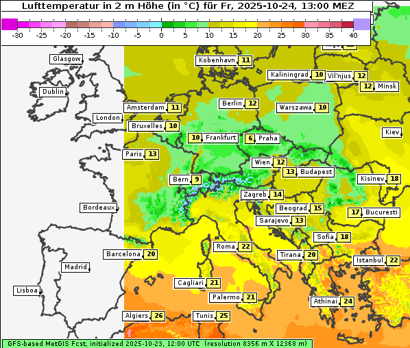 Temperatur, 24. 10. 2025